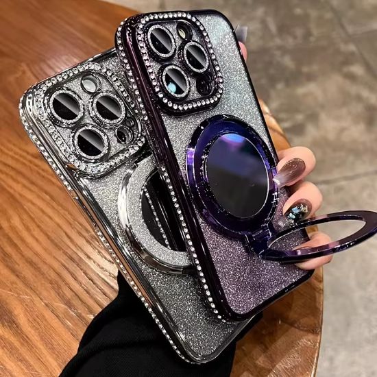 Picture of Hot Selling for iPhone 16 Pro Max Holder Water Edge Diamond Protective case